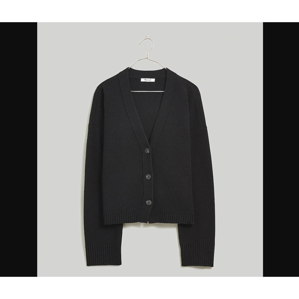 Madewell NEW NWT Womens XXS Blake Waisted V Neck‎ Slim Cardigan Sweater Black